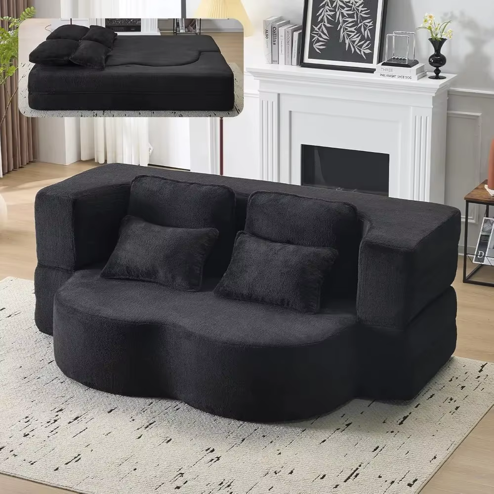 Canapé-lit pliant convertible, canapé-lit pleine grandeur de 78 pouces, causeuse futon pleine mousse