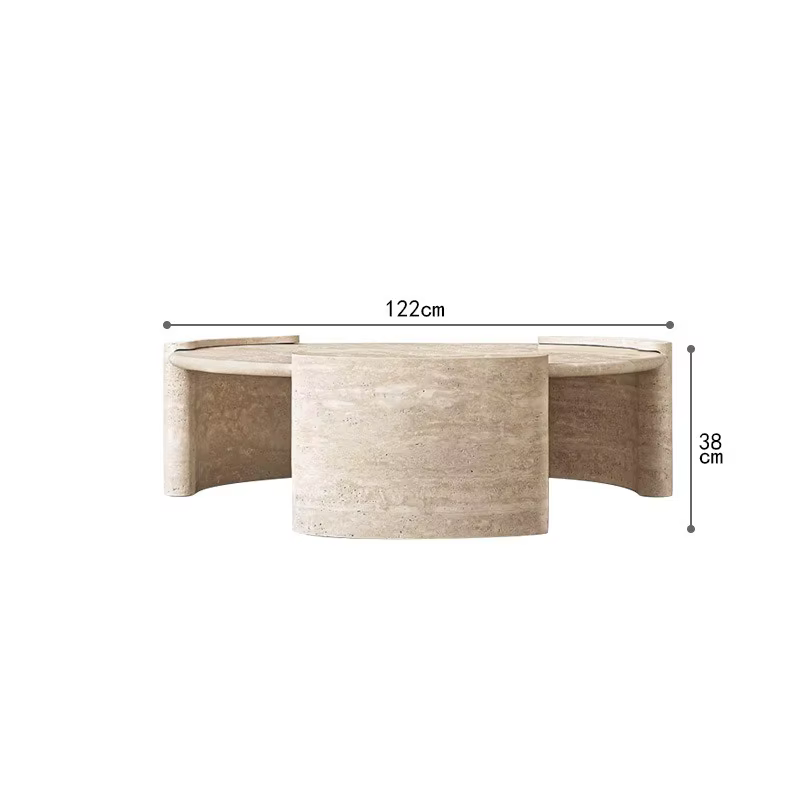 Design moderne importé d'italie Table basse en marbre travertin naturel Table d'appoint décor à la m