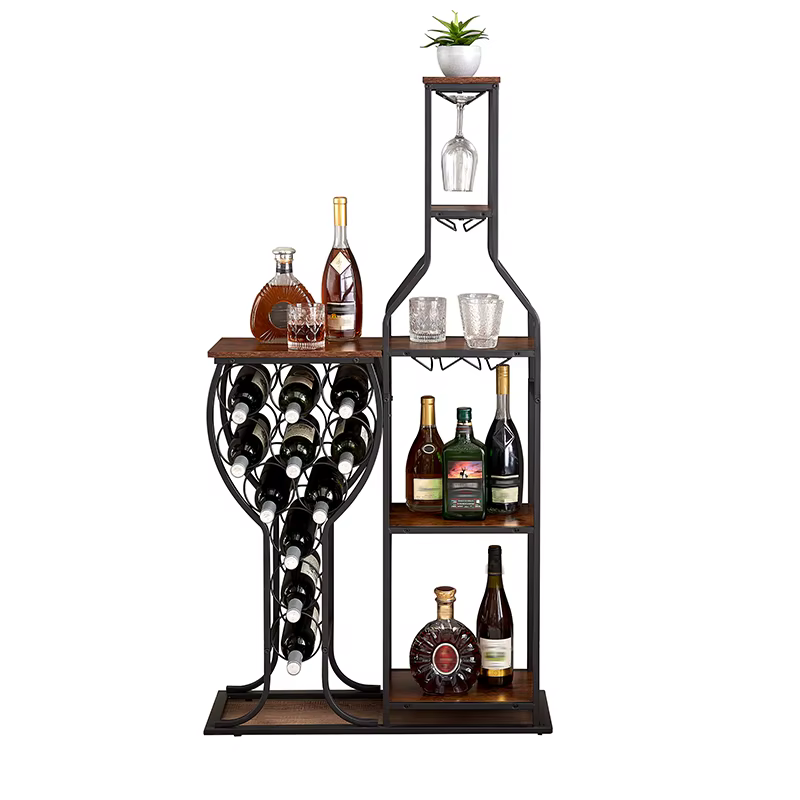 Boulangers à vin 11 bouteilles T1, vin autoportant à 5 niveaux T1 avec porte-verre à vin et étagères