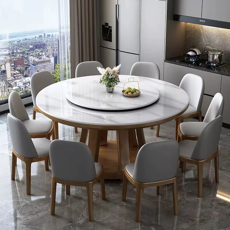 Table à manger ronde en marbre, style nordique de luxe, minimaliste, pieds de table modernes, économ