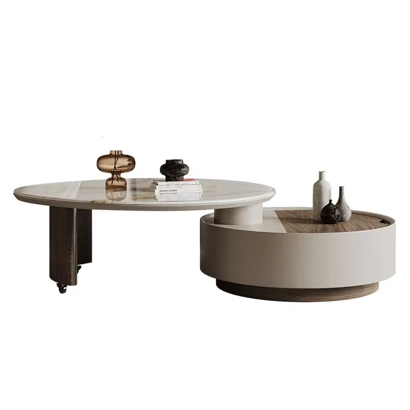 Table basse rotative ronde minimaliste italienne Funky, design créatif haut de gamme, pour salon et 