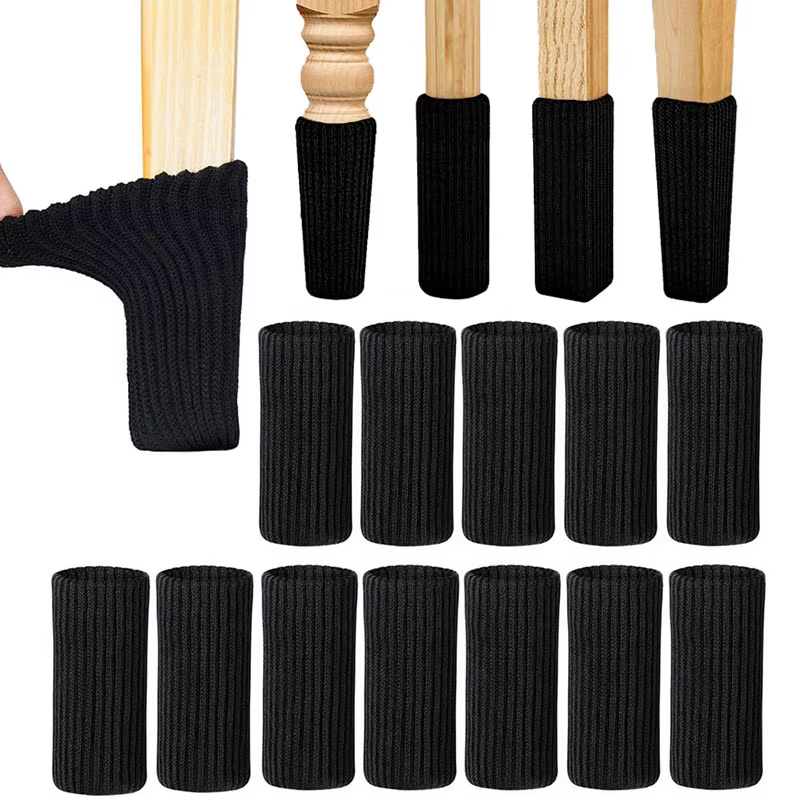 4/24 pièces pieds de chaise chaussettes tricotées meubles pieds protecteurs de sol coussinets antidé