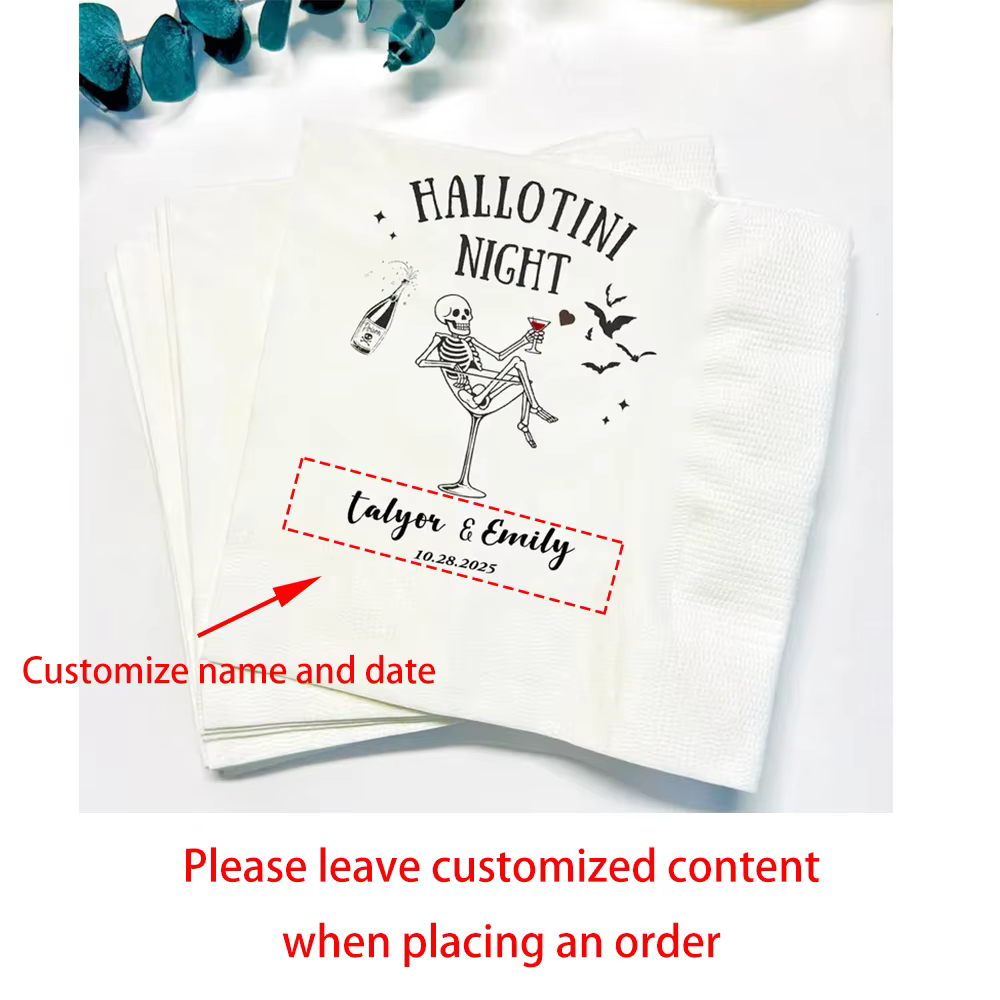 Serviettes de Cocktail personnalisées, 20 pièces, serviettes d'halloween, décor de Table d'halloween