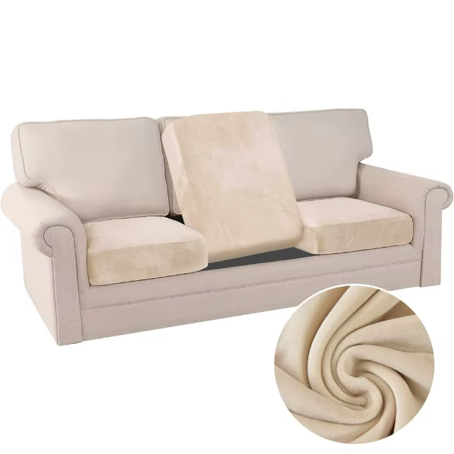 Housses de siège de canapé en velours doux, pur, élastique, housse de coussin en forme de L, anti-po
