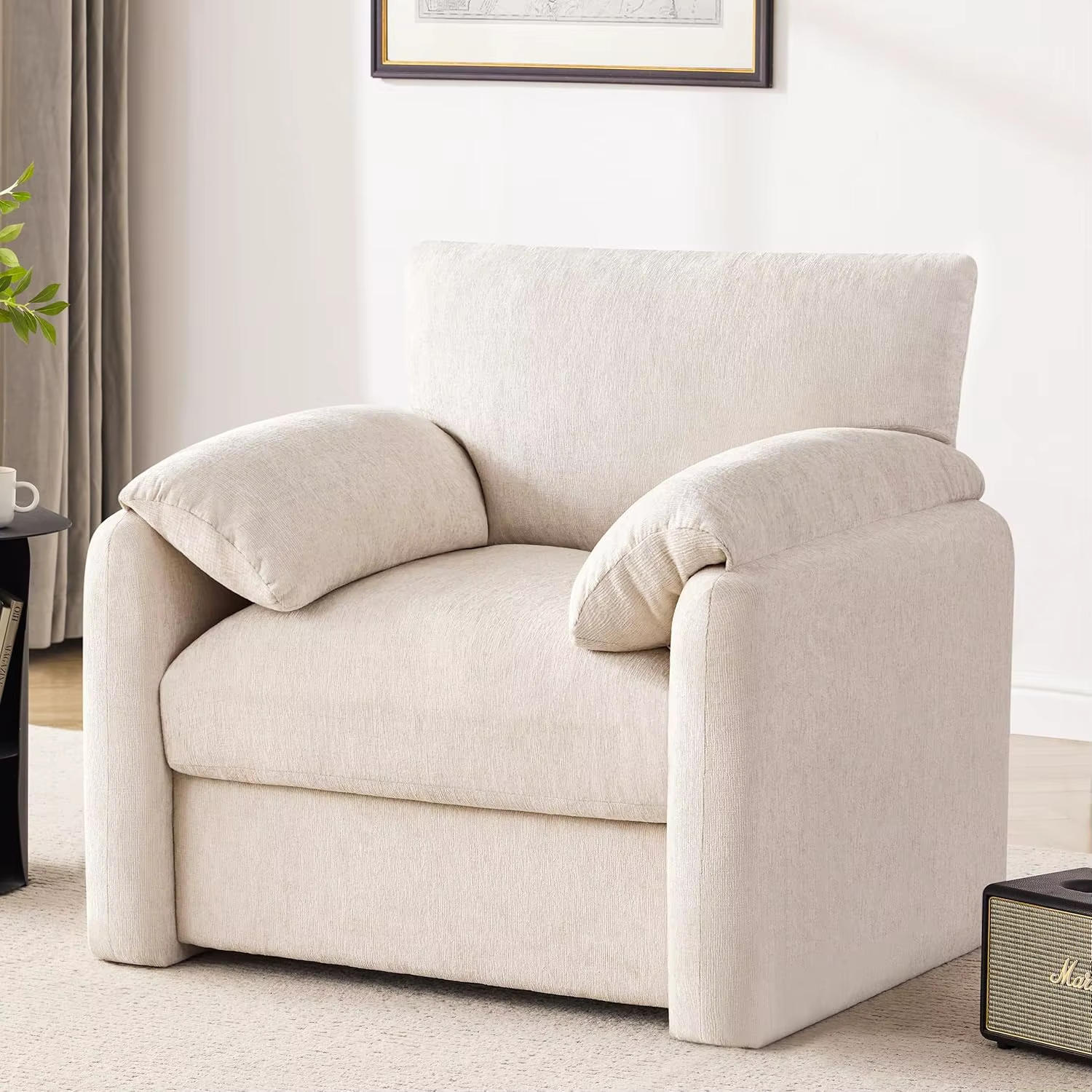 Fauteuil surdimensionné en chenille, 38,6 pouces de large, fauteuils d'appoint pour salon et chambre