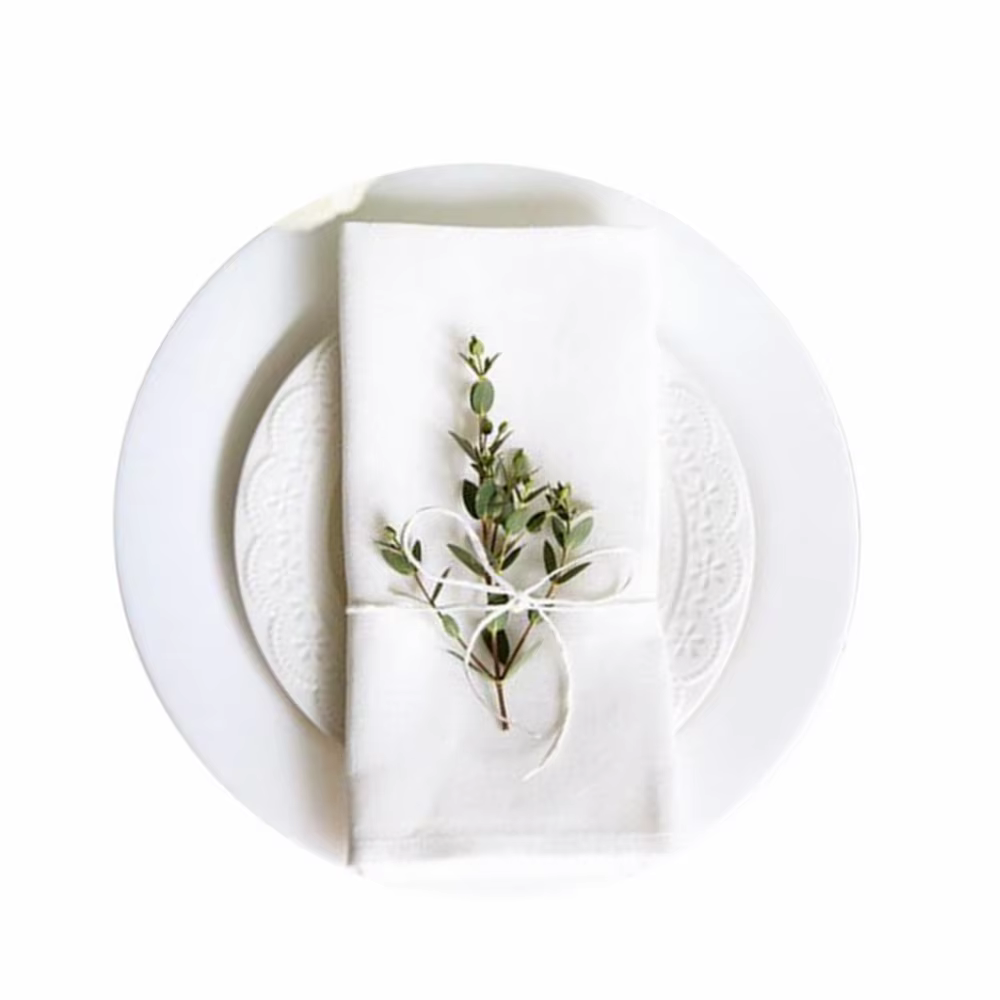Serviettes en lin blanc de couleur naturelle, 6 pièces, pour dîner de Table de fête de mariage, ling