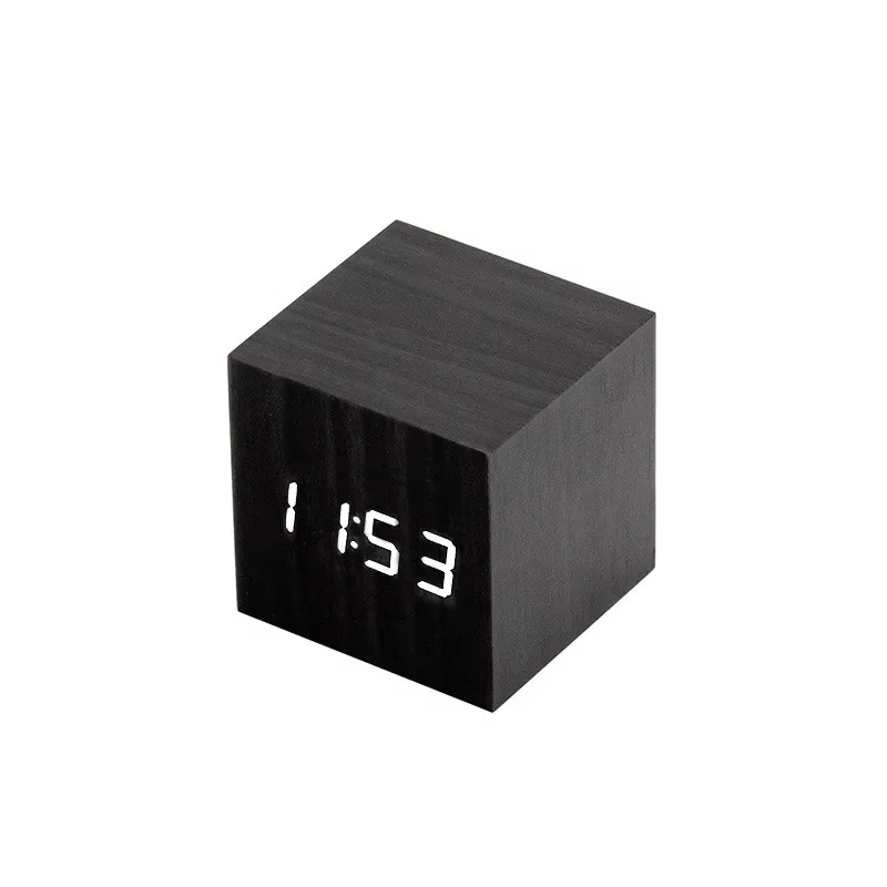 Réveil numérique LED en bois avec contrôle du son, horloges électroniques de bureau, USB, AAA 62, dé