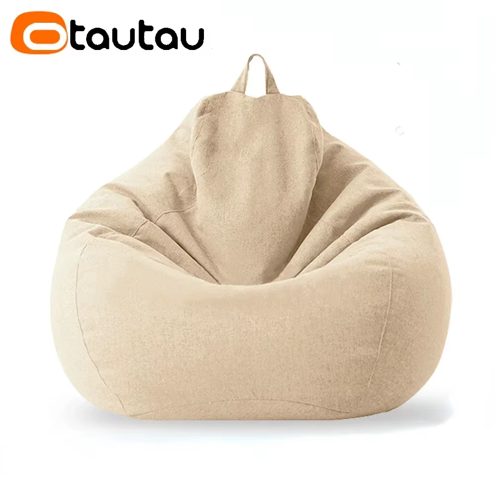OTAUTAU rempli 70 cm pouf canapé avec remplissage grand coton lin paresseux pouf chambre chaise bouf