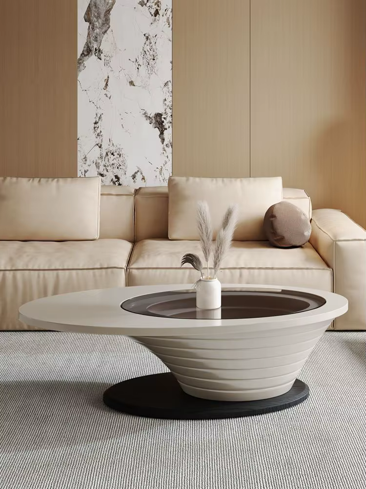 Table basse de salon célèbre sur Internet, nouvelle Table à thé ovale en verre minimaliste et Simple