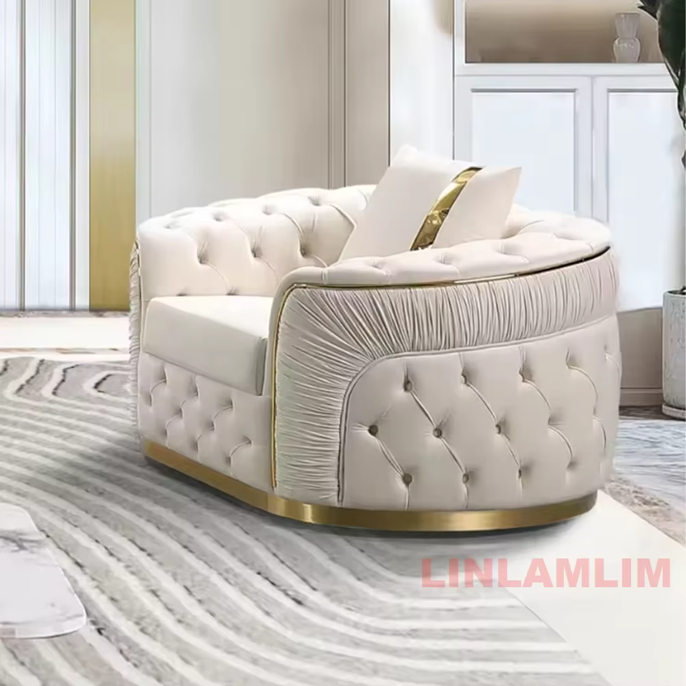 Ensemble de canapé sectionnel Chesterfield de luxe avec boutons en tissu et canapé modulaire en tiss