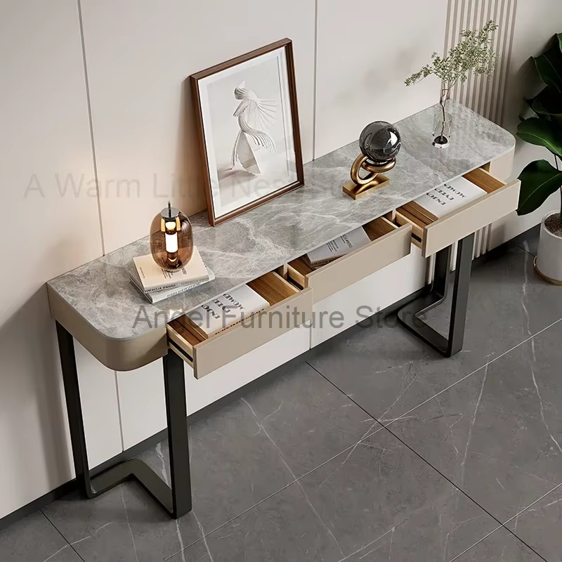 MELCabinet-Table console brillante de luxe pour couloir, salon, ardoise, table d'appoint de porche,