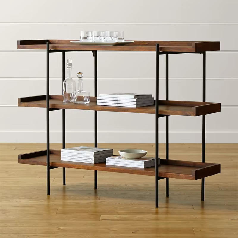 Bibliothèque en bois massif, étagère de rangement multifonctionnelle nordique pour le salon, étagère