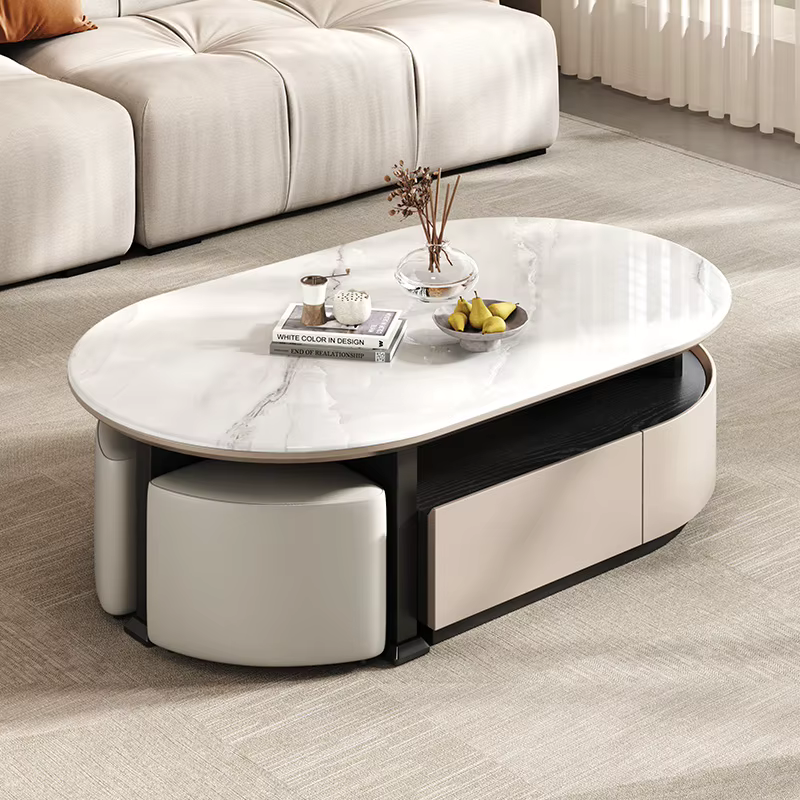 Table Basse ronde du milieu du siècle, Table Basse classique minimaliste de luxe nordique, Table de 