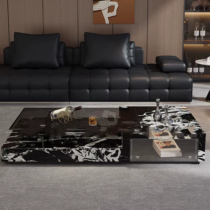 Table d'appoint de luxe en verre, décoration moderne pour salon, table basse design simple, mobilier