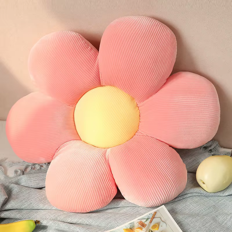 Coussin de siège en peluche à fleurs colorées, 35-40cm, plante de dessin animé douce, marguerite en