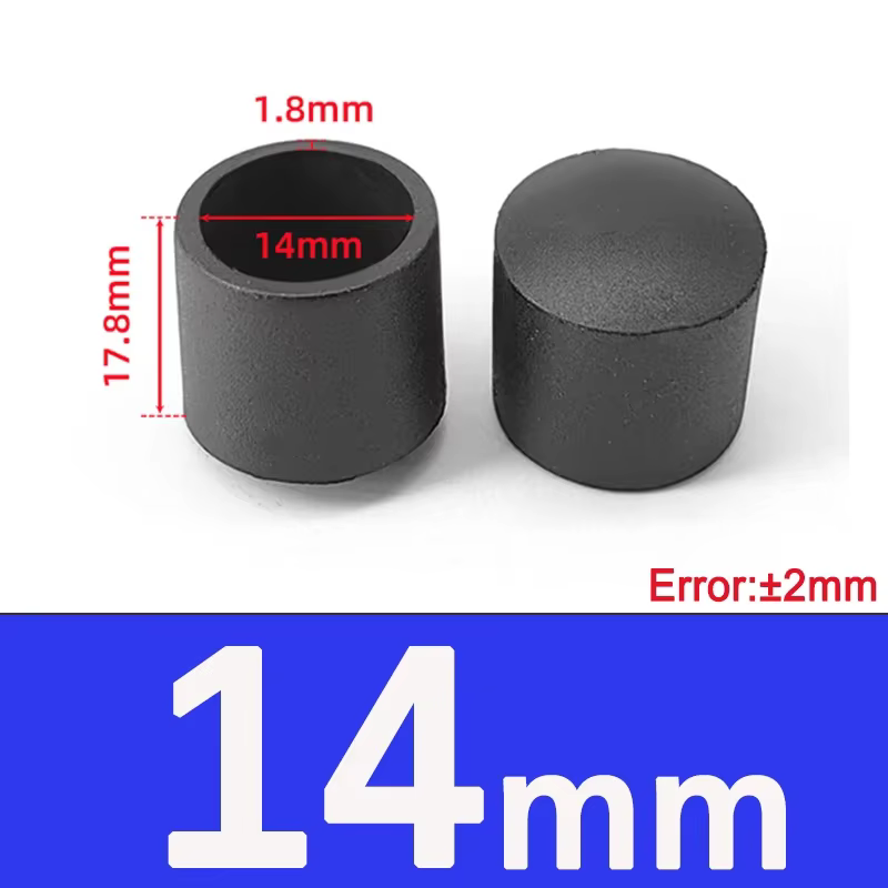 Capuchons Ronds Noirs en PVC pour Pieds de Chaise, Table, Meubles, Tuyau, Couvercle d'Extrémité de T
