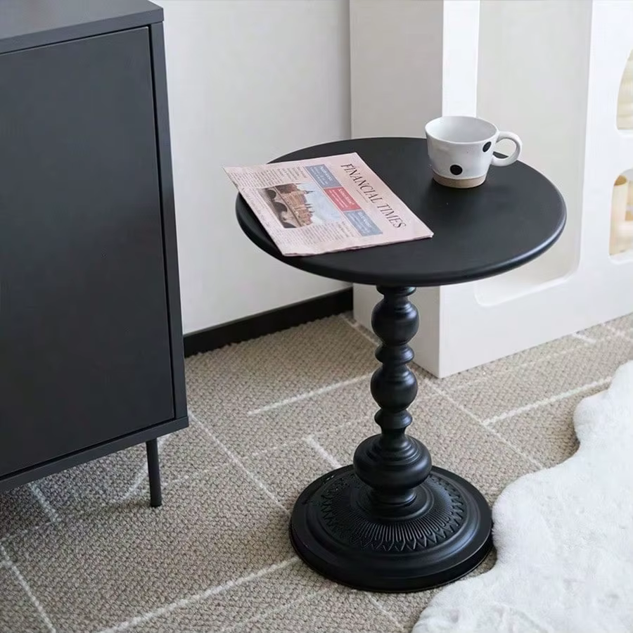 Table basse nordique vintage, table d'appoint de canapé, coin en métal, table ronde de chevet, meubl