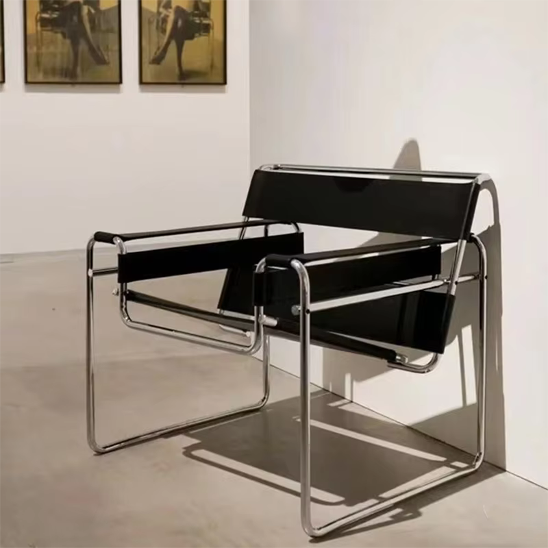 Fauteuil d'appoint de salon avec structure en fer, fauteuil de relaxation large en similicuir, faute