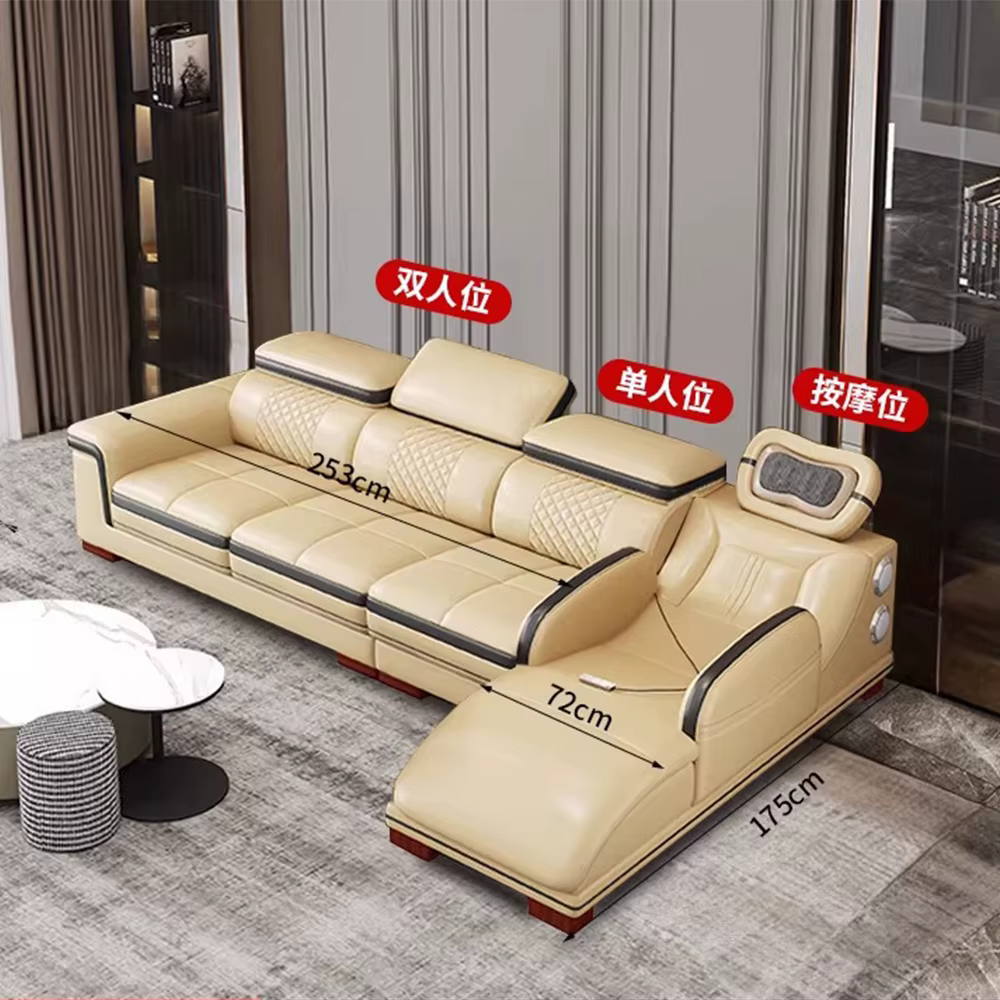 Ensemble de canapés modulaires en cuir véritable de luxe, canapé inclinable moderne en forme de L av