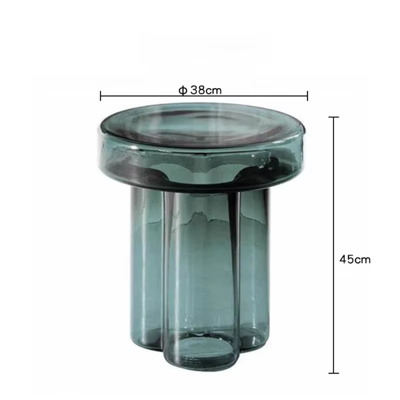 Table d'appoint à lunettes moderne, tables d'appoint transparentes ambre et fumée, table d'appoint n