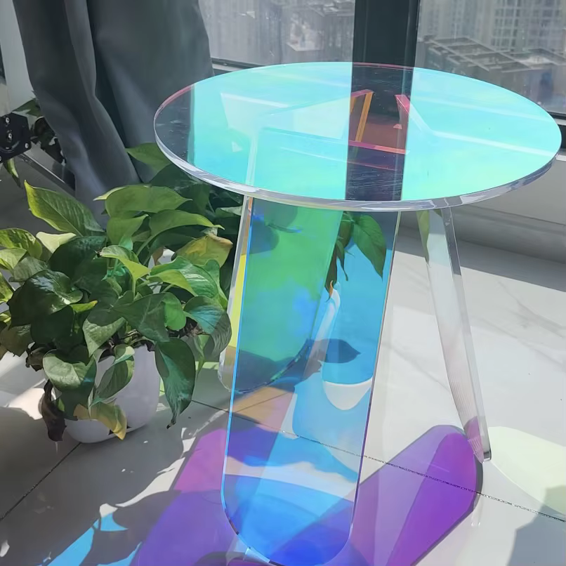 Mini Table d'appoint ronde en perspex miroir, moderne, en plexiglas, cristal nordique, luxe, acryliq