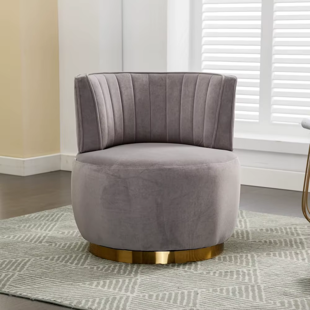 Chaise d'appoint pivotante moderne avec dossier incurvé, fauteuil pivotant rond, chaise baril pour s
