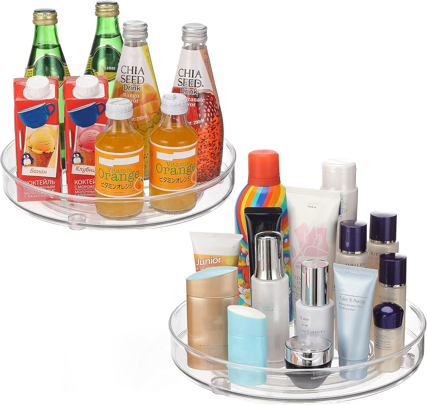 Organisateur de support à épices Lazy Susan, plateau tournant rond rotatif à 360 degrés pour armoire