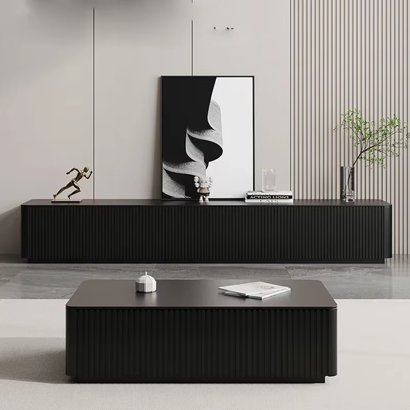 Meuble Tv noir nordique, meuble Tv Simple et moderne en bois massif, meuble de styliste modulaire