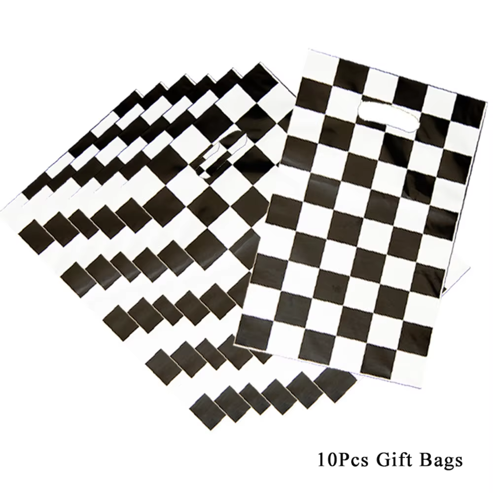 Nappe de fête de voiture de course à carreaux, drapeau à carreaux noir et blanc, nappe de route, cou