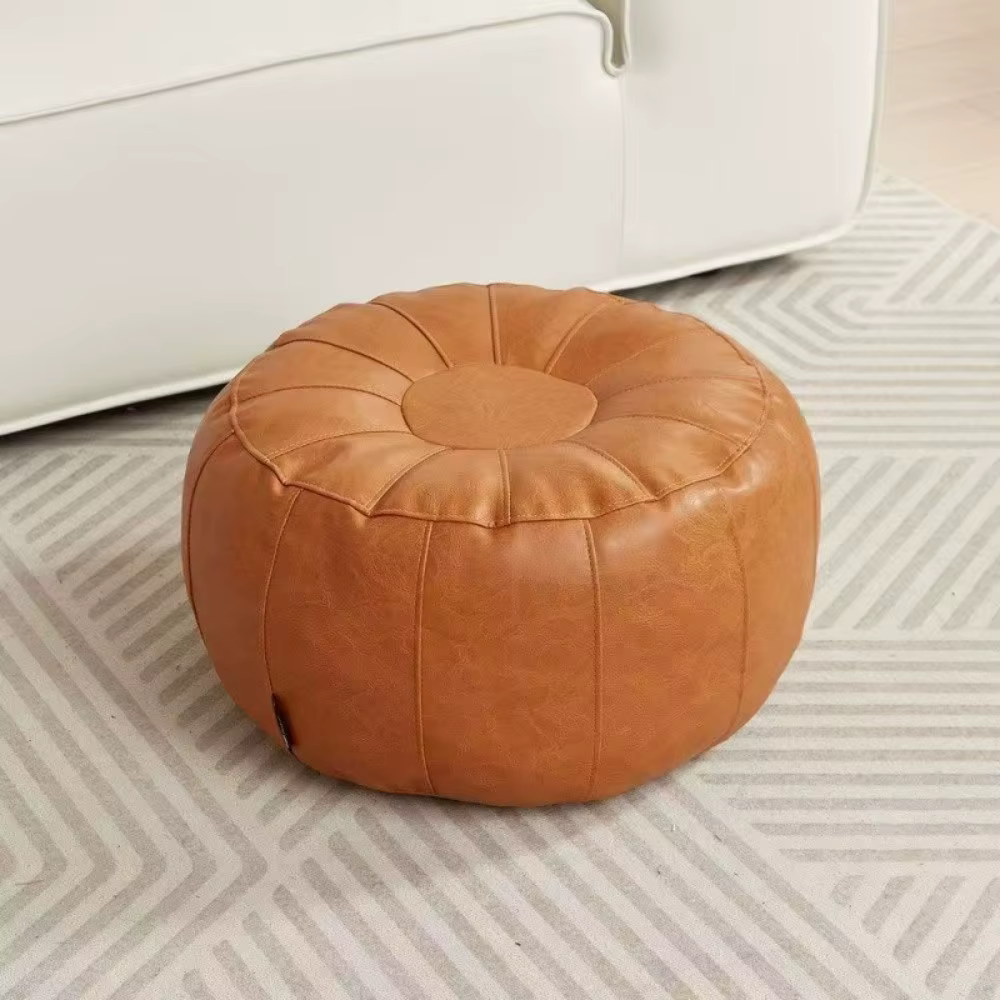Banc de rangement en cuir PU non rembourré, besoin de combler les vêtements, Pouf de rangement rond,