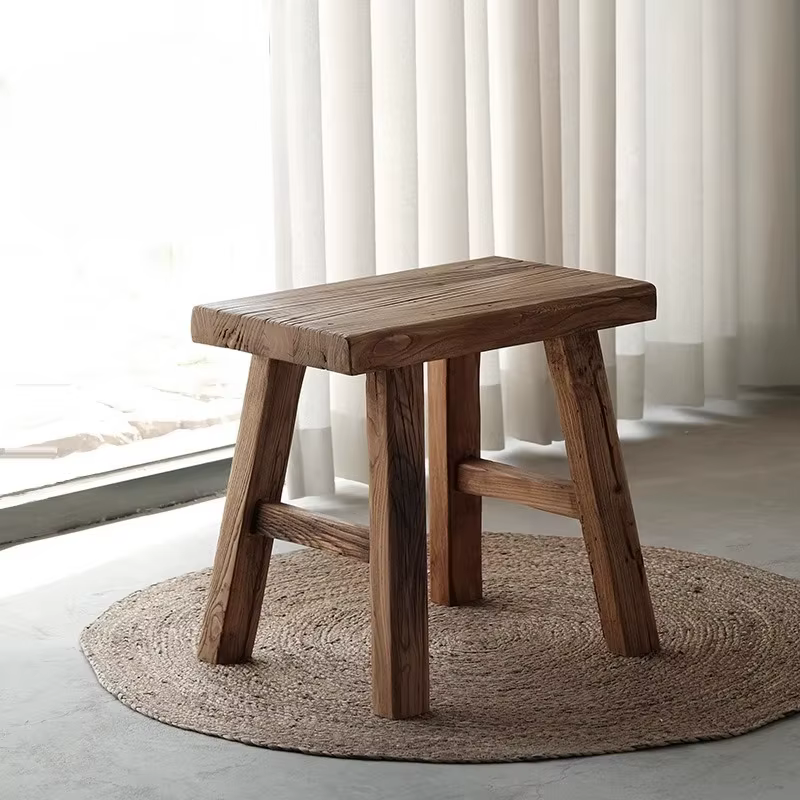 Banc Long en bois d'orme ancien naturel, tabouret à chaussures à langer pour hall d'entrée, cuisine 