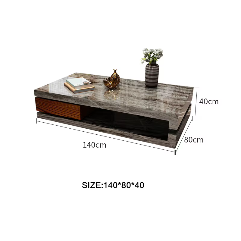 Table basse post-moderne pour salon, table à thé légère, luxe post-moderne, motif de grotte, table d
