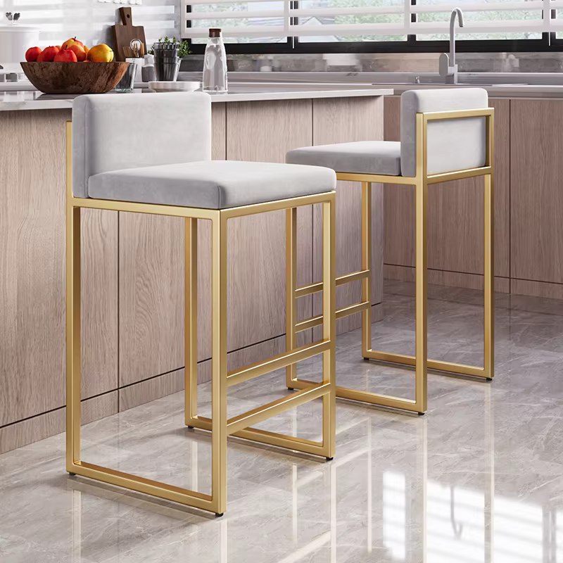 Tabouret de bar moderne avec dossier en fer forgé, chaise de comptoir pour la maison, l'îlot de cuis