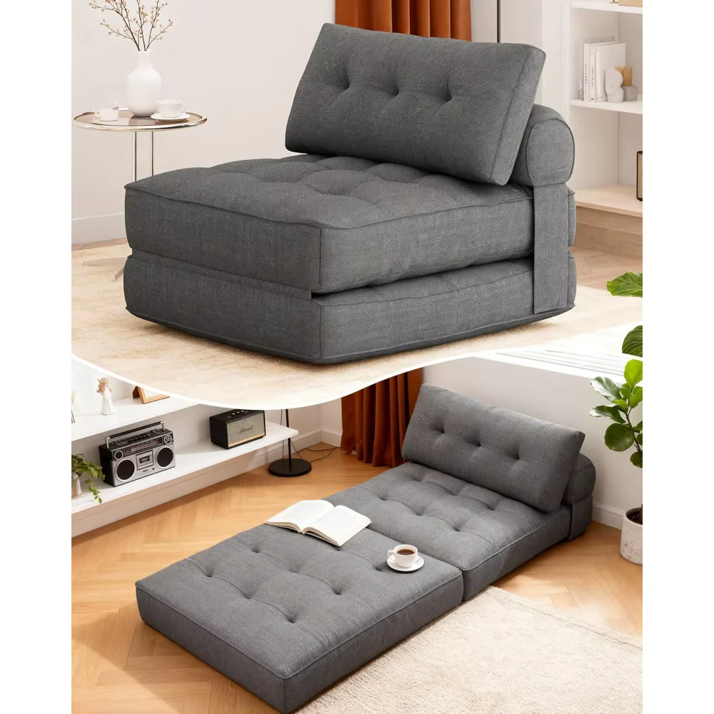 Chaise-lit pliante, chaise convertible 3 en 1 avec oreiller, chaise futon pliable pour salon, person