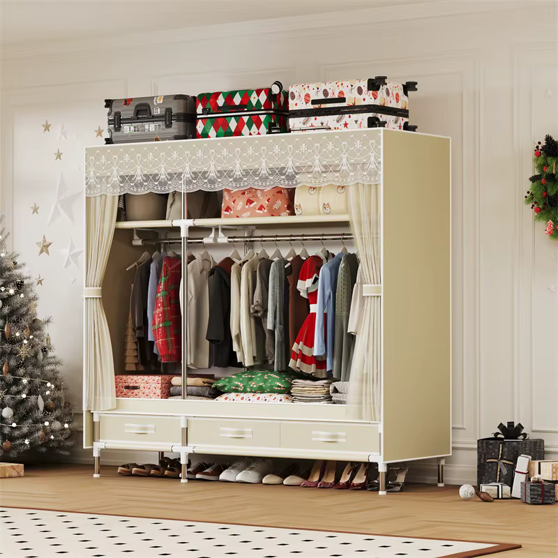 Armoire simple, durable et pratique, facile à assembler, ambiance natale, couverture et tiroirs en m