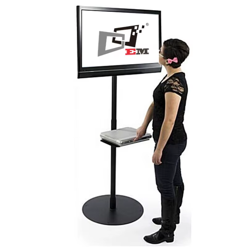 Support TV sur pied avec étagère DVD, réglable en hauteur, pour écrans de 32 à 65 pouces, support pr