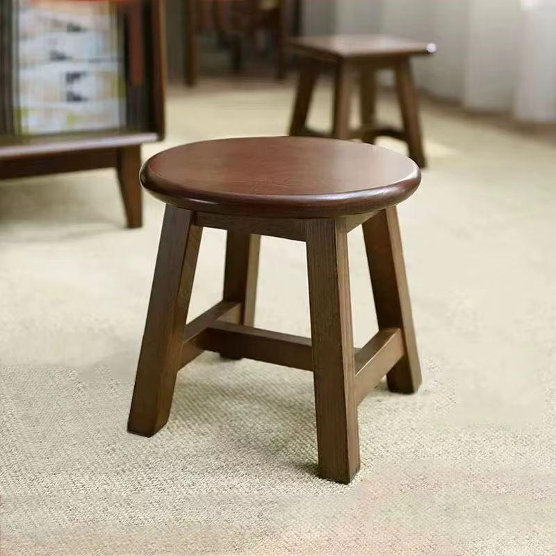 Petit tabouret chinois moderne en bois massif de couleur noyer, tabourets à langer pour chaussures d