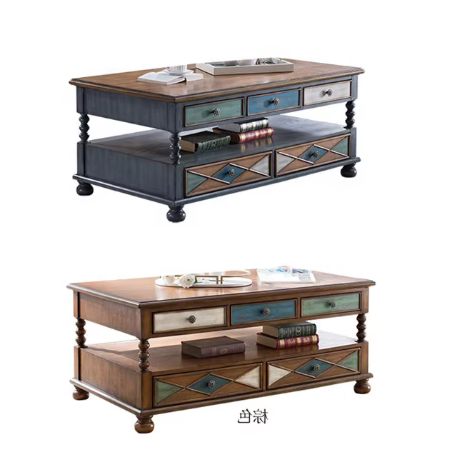 Table basse de meubles de maison vintage 2019 en bois avec étagère pour le salon