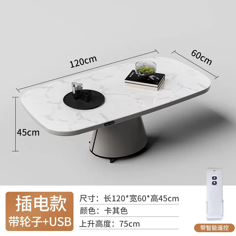 Table basse de luxe au design européen, table d'appoint relevable de style nordique moderne, table a