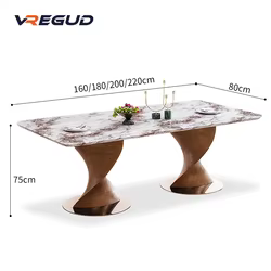 custom.2.8 Table à manger carrée minimaliste en pierre pour hôtel, restaurant, conférence, réception