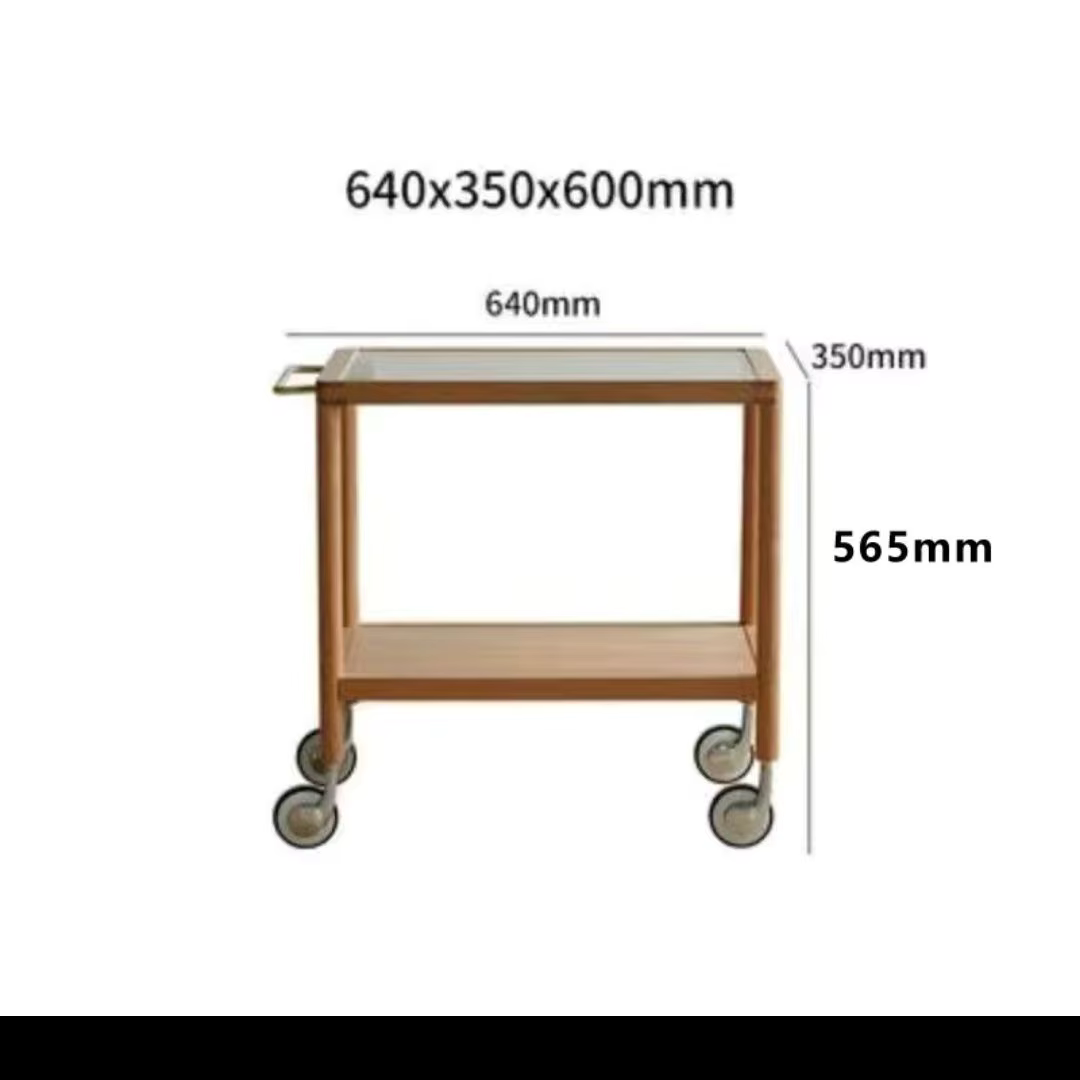 Table d'appoint mobile couleur cerise pour petit appartement, table de salon en bois massif, chariot