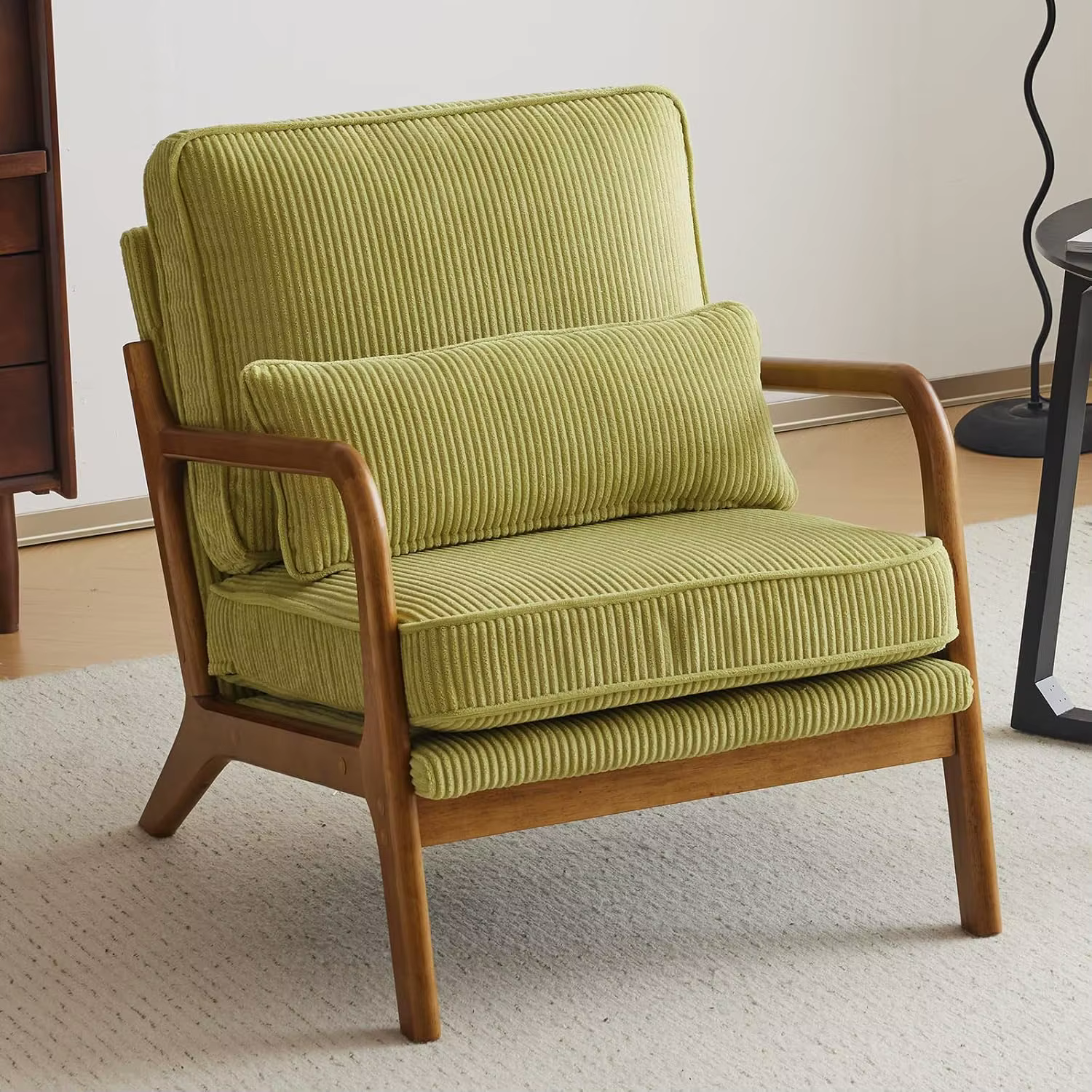 Fauteuil d'appoint en velours côtelé premium amélioré, fauteuil rembourré, chaise de lecture confort