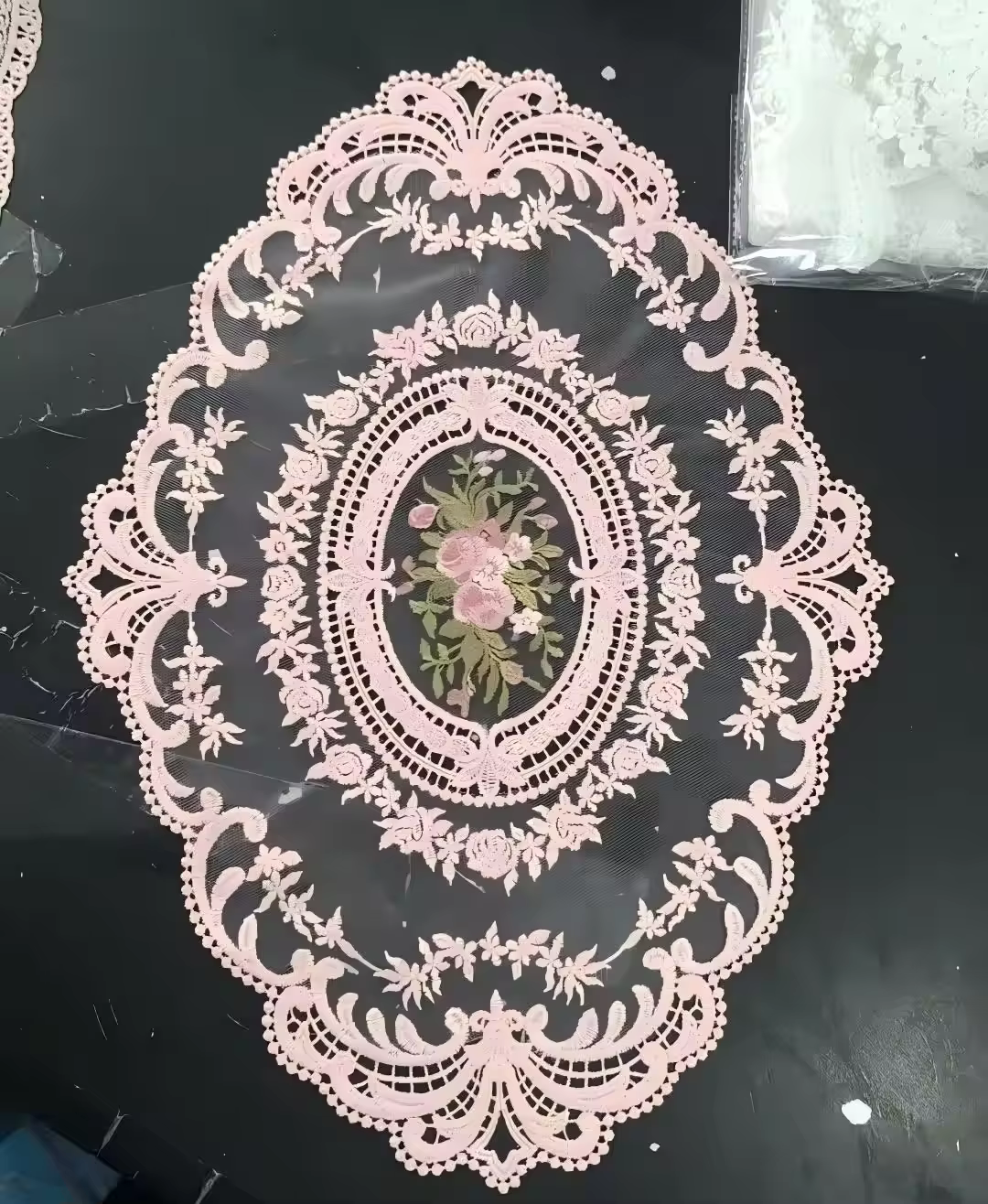 Napperons en dentelle rose rétro, napperons en crochet français, sets de table brodés faits main, se