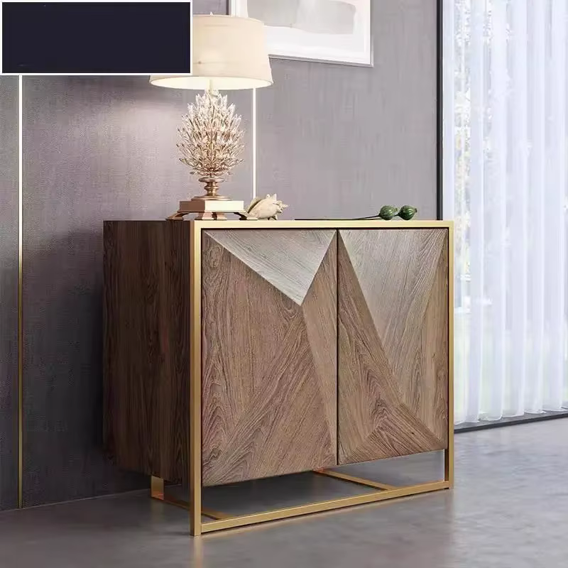 Buffet moderne en bois Beige, armoire et tiroirs de poitrine en acier inoxydable pour salon, meubles