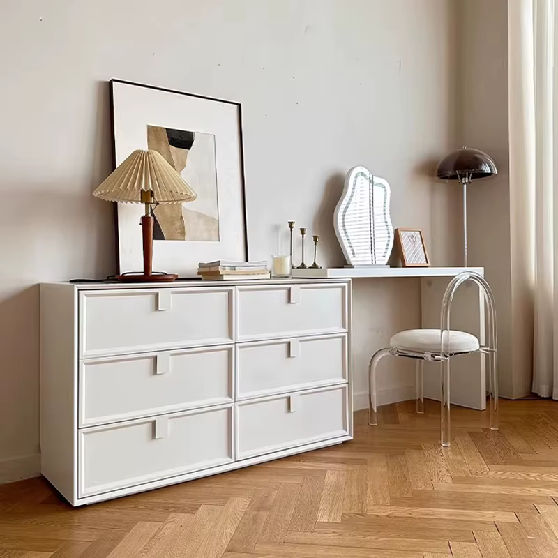 Table de toilette en bois pour chambre à coucher avec accessoires, tiroirs de rangement, chaise de m
