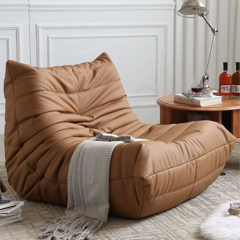 Fauteuil inclinable individuel Caterpillar style Wabi-Sabi pour salon, chambre, balcon, détente et s