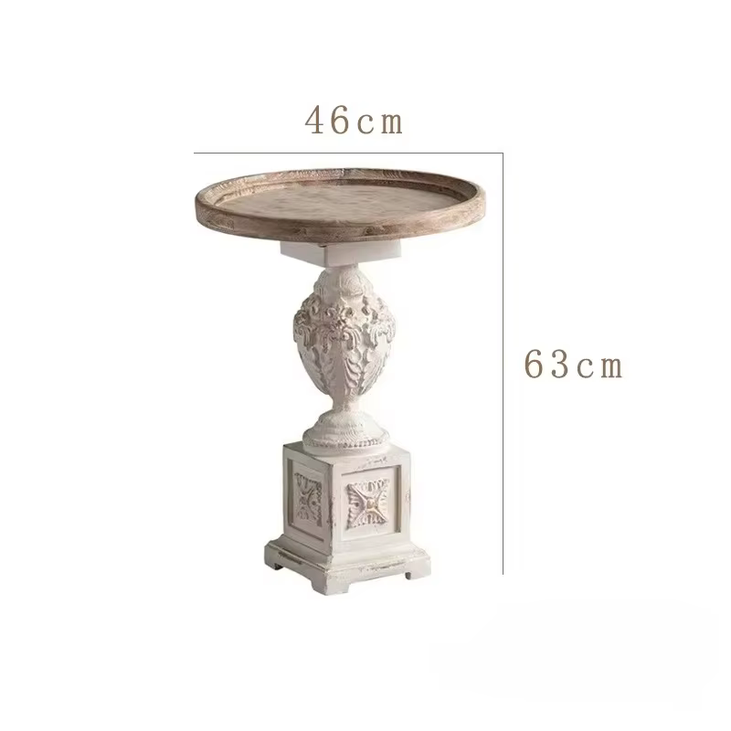 Français rétro bois massif Mini balcon loisirs canapé Table d'appoint salon créatif sculpté Table d'