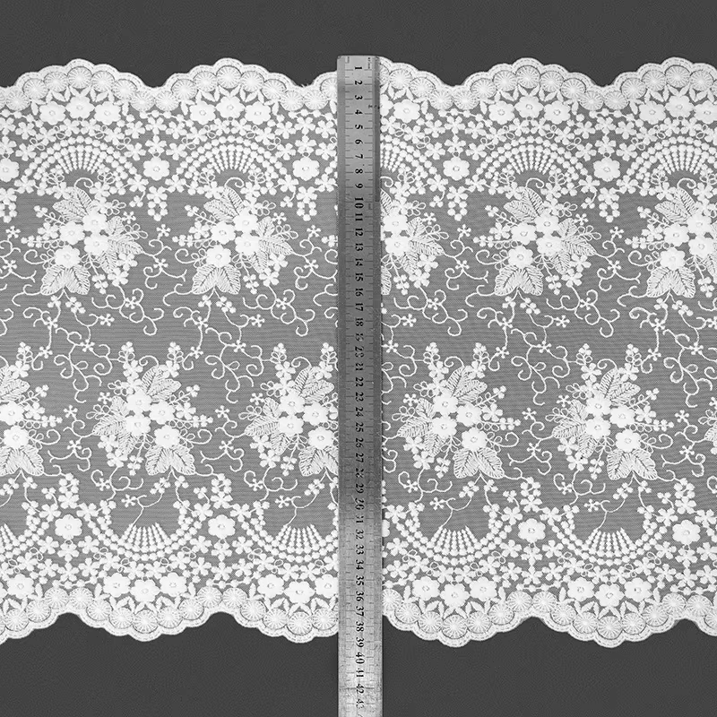 Tissu en dentelle brodée à maille douce double face, chemin de table, vêtements, accessoires de garn