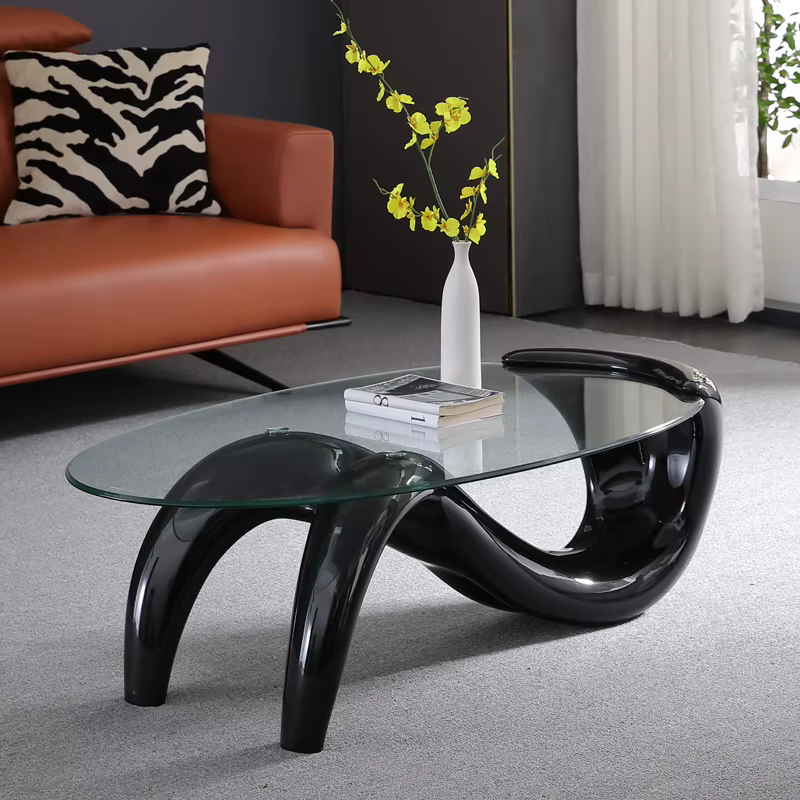Table Basse éclectique à la mode Unique ovale ondulé Table Basse esthétique Table moderne à la mode 