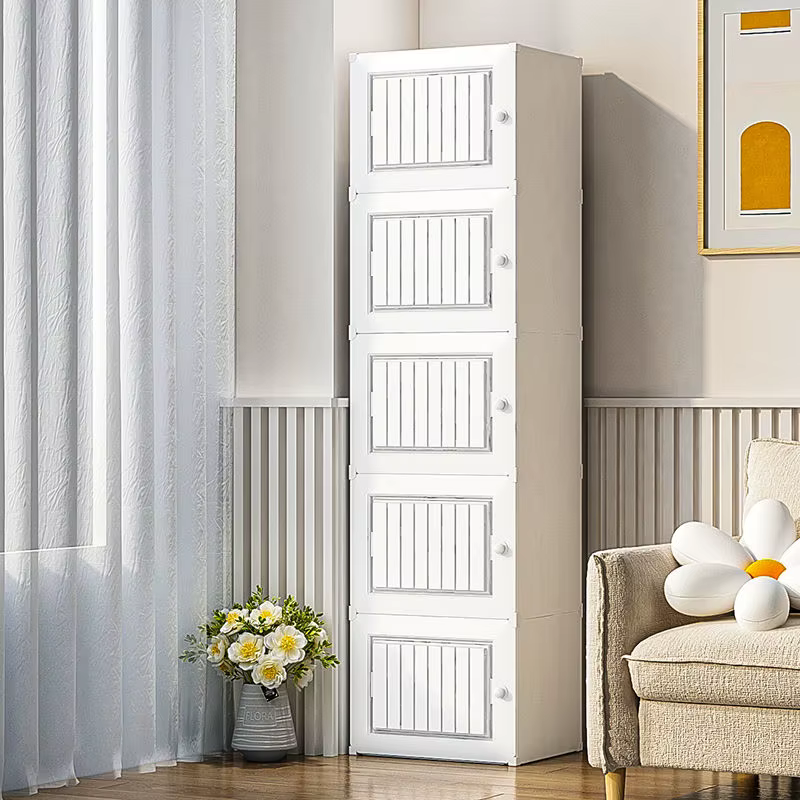 Meuble de Rangement Multicouche en Plastique T1, Étagère Moderne de Grande Capacité, Anti-Poussière,